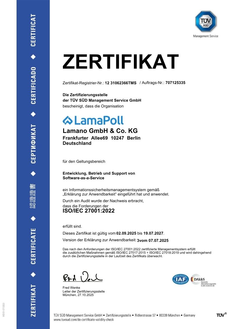 T&Uuml;V Zertifikat