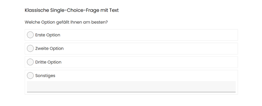 Fragetyp Single Choice inkl. Eingabefeld