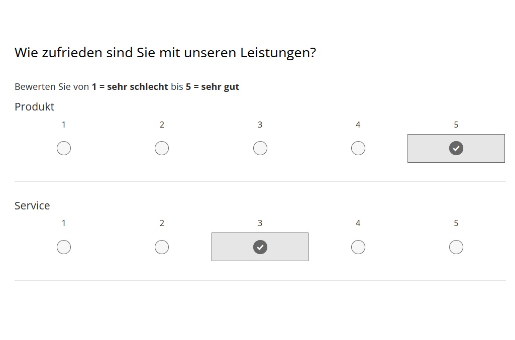 Skalafrage mit Bewertungspunkten