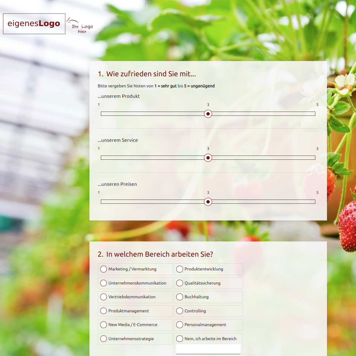 Umfragedesign in Rot und mit Hintergrundbild