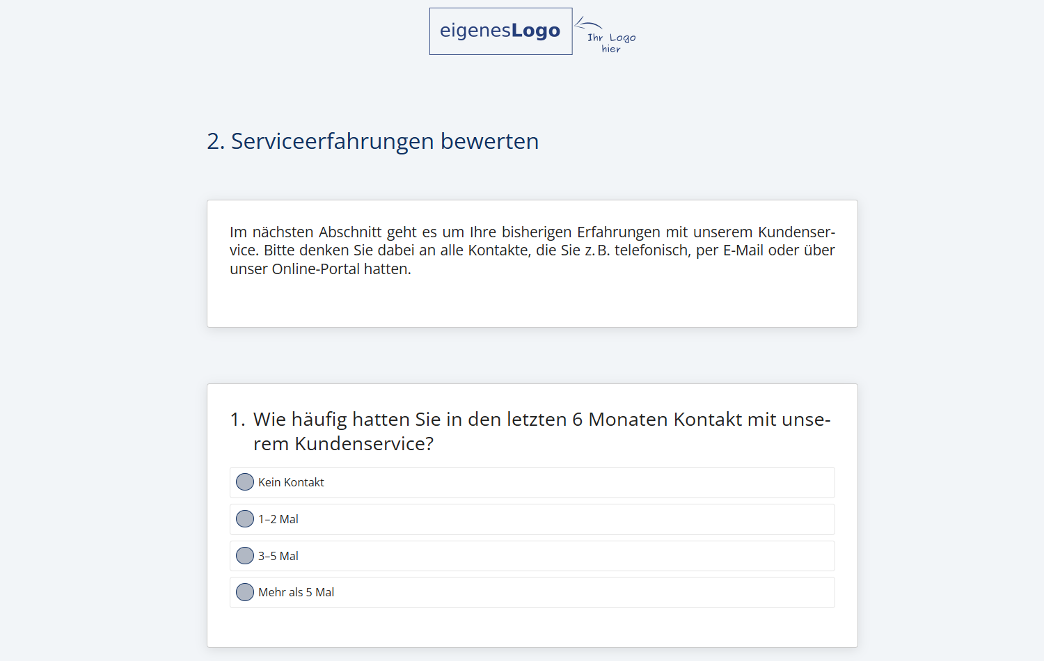 Online-Umfrage mit Logo, Seitentitel und Textblock