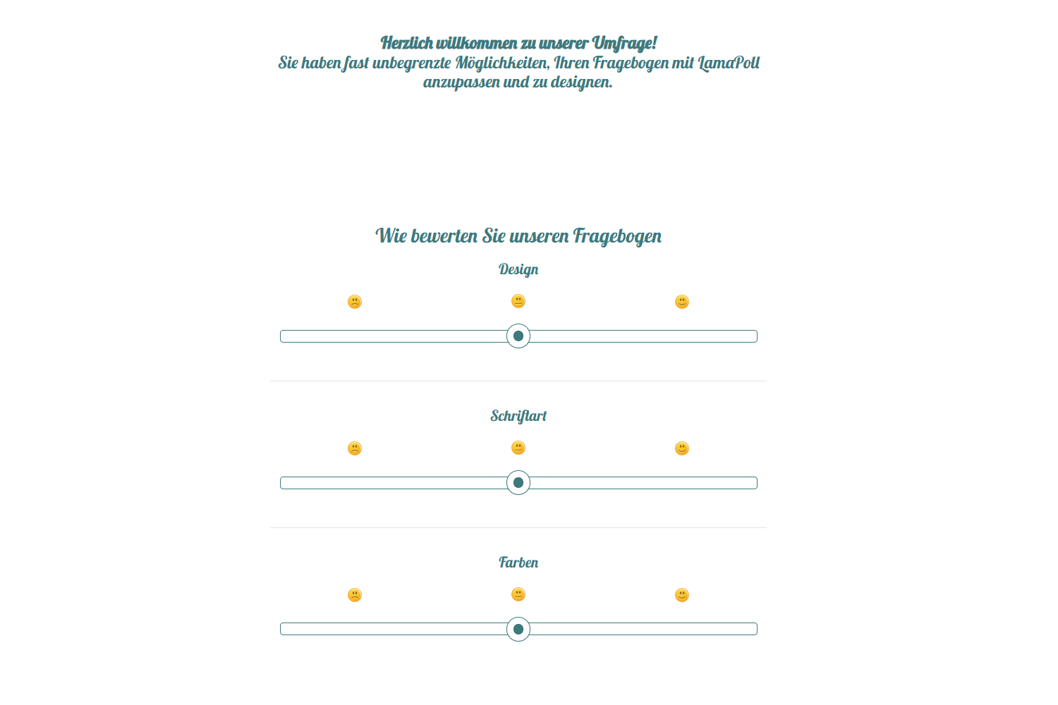 LamaPoll Umfrage mit individuell angepasster Schriftart
